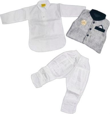 avnish Baby Boys Casual, Festive & Party, Formal, Wedding Kurta and Pyjama Set(White Pack of 3)