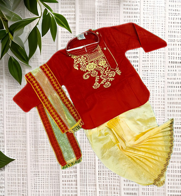 ELAN FASHION Baby Boys Festive & Party Kurta, Dhoti Pant & Dupatta Set(Red Pack of 1)