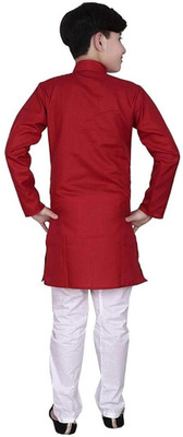 VC FASHION HUB Baby Boys Festive & Party Kurta and Pyjama Set(Maroon Pack of 1)