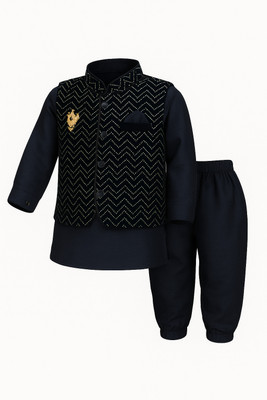 KIDSFASHION Baby Boys Festive & Party, Wedding Kurta and Pyjama Set(Dark Blue Pack of 1)