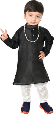 Oxipittal Club Boys Festive & Party Kurta and Dhoti Pant Set(Black Pack of 1)