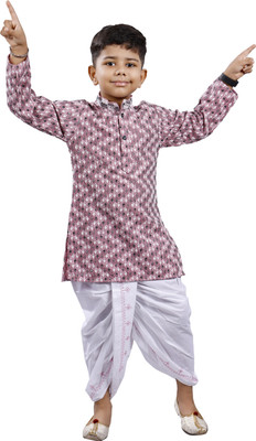 Smuktar garments Boys Festive & Party Kurta and Dhoti Pant Set(Purple Pack of 1)