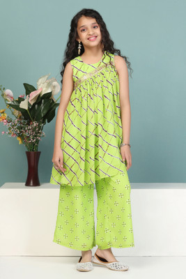 Tasrika Girls Festive & Party Kurta and Sharara Set(Green Pack of 1)