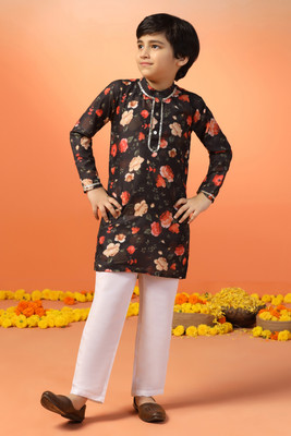 Sangria Boys Festive & Party Kurta and Pyjama Set(Black Pack of 1)