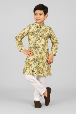 Qtsy Boys Festive & Party Kurta and Pyjama Set(Green Pack of 1)