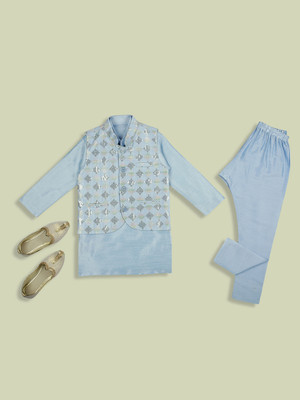 Tasrika Boys Festive & Party Kurta and Pyjama Set(Light Blue Pack of 1)