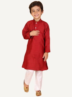 VCD FASHION HUB Baby Boys Festive & Party Kurta and Pyjama Set(Maroon Pack of 1)