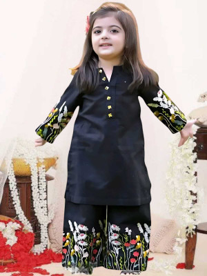 MODINA ENTERPRISE Baby Girls Festive & Party Kurta and Palazzo Set(Black Pack of 1)
