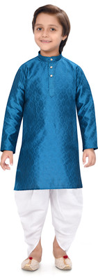Brofun Boys Casual Dhoti & Kurta Set(Blue Pack of 1)