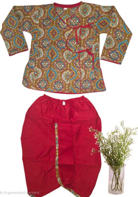 Little Dreams Baby Boys Festive & Party Dhoti & Kurta Set(Brown Pack of 1)