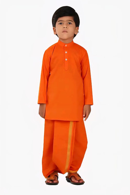 JILANI TRADERS Baby Boys Festive & Party Kurta and Dhoti Pant Set(Orange Pack of 1)