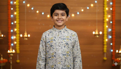 Qtsy Boys Casual, Festive & Party, Formal Kurta and Pyjama Set(Multicolor Pack of 1)