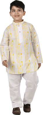 new gen Boys Casual Kurta and Pyjama Set(Yellow Pack of 2)