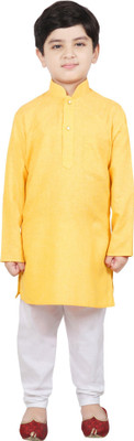 SG YUVRAJ Boys Festive & Party Kurta and Pyjama Set(Yellow Pack of 1)