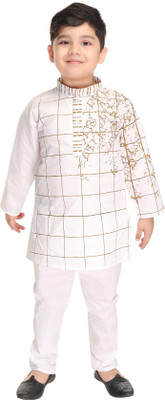 HENA TEXTILE Baby Boys Casual Kurta and Pyjama Set(White Pack of 1)