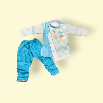 VDress Baby Boys Festive & Party Kurta and Pyjama Set(Light Blue Pack of 1)