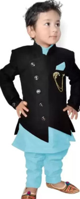 Raniomatic Baby Boys Festive & Party Kurta and Pyjama Set(Black Pack of 1)