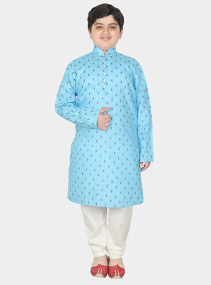 SG YUVRAJ Boys Festive & Party Kurta and Pyjama Set(Light Blue Pack of 1)