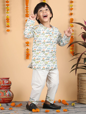 POLKA TOTS Boys Casual Kurta and Pyjama Set(Multicolor Pack of 2)