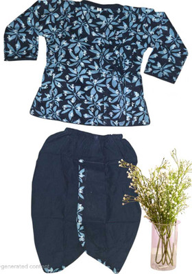 Little Dreams Baby Boys Festive & Party Angarkha and Dhoti Pant(Blue Pack of 1)