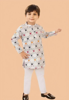 JAYI Baby Boys Festive & Party Kurta and Pyjama Set(White Pack of 2)