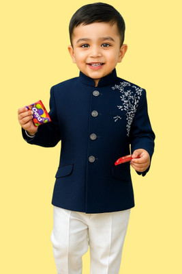 MYTI Boys Wedding, Festive & Party Kurta and Pyjama Set(Blue Pack of 1)