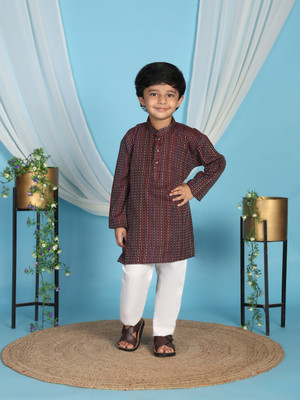 PRO ETHIC Boys Festive & Party Kurta, Waistcoat and Pyjama Set(Red Pack of 1)