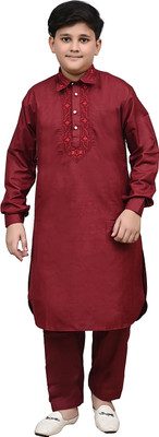 Pathani Boys Formal Pathani Suit Set(Maroon Pack of 1)