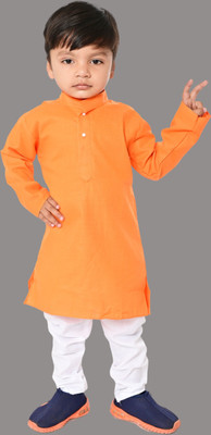 Oxipital Club Boys Festive & Party Kurta and Pyjama Set(Orange Pack of 1)