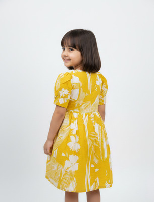 sw world Baby Girls Festive & Party Angarkha and Dhoti Pant(Yellow Pack of 1)