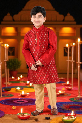 Smuktar garments Baby Boys Casual, Festive & Party, Wedding Kurta and Pyjama Set(Red Pack of 1)