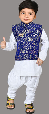 Oxipittal Club Boys Festive & Party Kurta and Dhoti Pant Set(Blue Pack of 1)