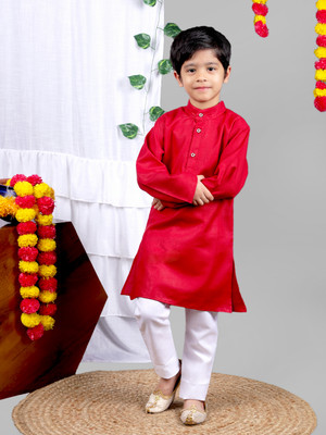 VALUE CREATION Boys Festive & Party Kurta and Pyjama Set(Red Pack of 1)
