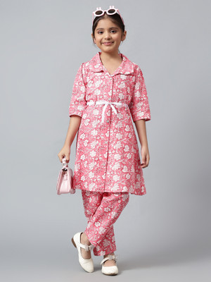 ANNA Baby Girls Casual Kurta Pyjama(PINK)