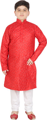 SG YUVRAJ Boys Casual Kurta and Pyjama Set(Red Pack of 1)
