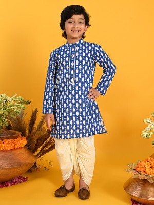 Saka Designs Boys Festive & Party Dhoti & Kurta Set(Blue Pack of 1)