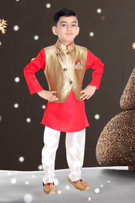 new gen Baby Boys Casual, Festive & Party, Wedding Kurta, Waistcoat and Pyjama Set(Multicolor Pack of 1)