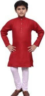 VDC CREATIONS Baby Boys Festive & Party Kurta and Pyjama Set(Maroon Pack of 1)