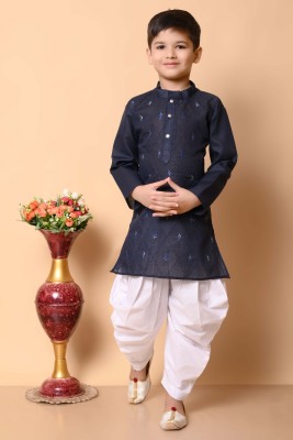 PARROT COLLECTION Baby Boys Festive & Party Kurta and Patiala Set(Blue Pack of 1)