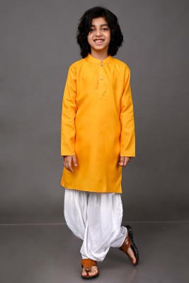 Vesham Boys Festive & Party Kurta and Patiala Set(Yellow Pack of 1)