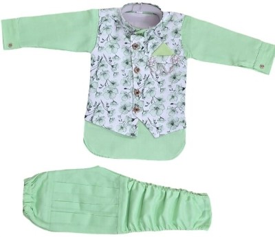 SH.KBH Baby Boys Festive & Party, Formal, Wedding, Casual Kurta, Waistcoat and Pyjama Set(Light Green Pack of 1)