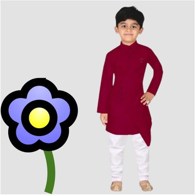 VC FASHION HUB Baby Boys Festive & Party Kurta and Pyjama Set(Maroon Pack of 1)
