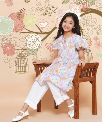 MODISH COUTURE Girls Wedding Kurta and Palazzo Set(Multicolor Pack of 1)