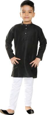 Mayyas fashion Boys Festive & Party Kurta and Pyjama Set(Black Pack of 1)