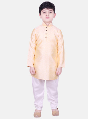 SG YUVRAJ Boys Festive & Party Kurta and Pyjama Set(Beige Pack of 1)
