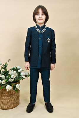 BT DEZINES Boys Festive & Party, Wedding Sherwani and Churidar Set(Blue Pack of 1)