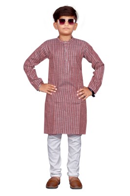 Madhav Creation Boys Festive & Party Kurta and Pyjama Set(Brown Pack of 1)