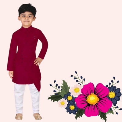 VDC FASHION TREND Baby Boys Festive & Party Kurta and Pyjama Set(Maroon Pack of 1)