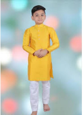 VCD FASHION HUB Baby Boys Festive & Party Kurta and Pyjama Set(Yellow Pack of 1)
