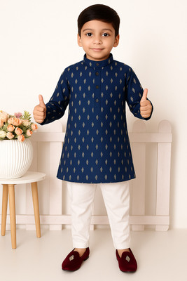 BAPI NX Boys Festive & Party Kurta and Pyjama Set(Blue Pack of 1)
